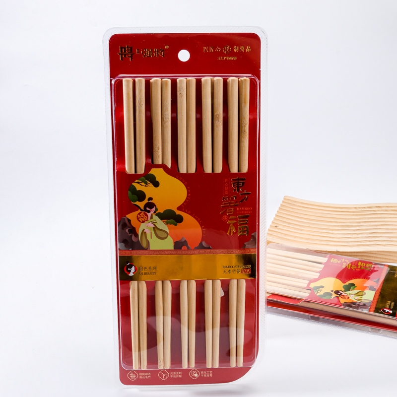 Strong Will 8909 Golden Bamboo Impreso Bambú Chopsticks 10 Pares 3