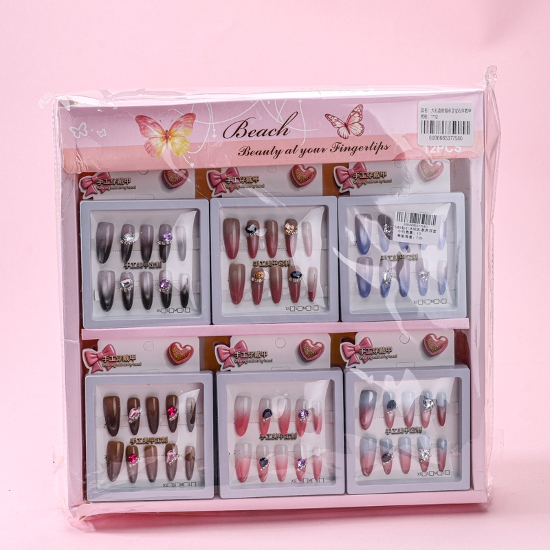 7540 Diamantes Rhinestone Caja de Suspensión Larga Uñas Falsas 3