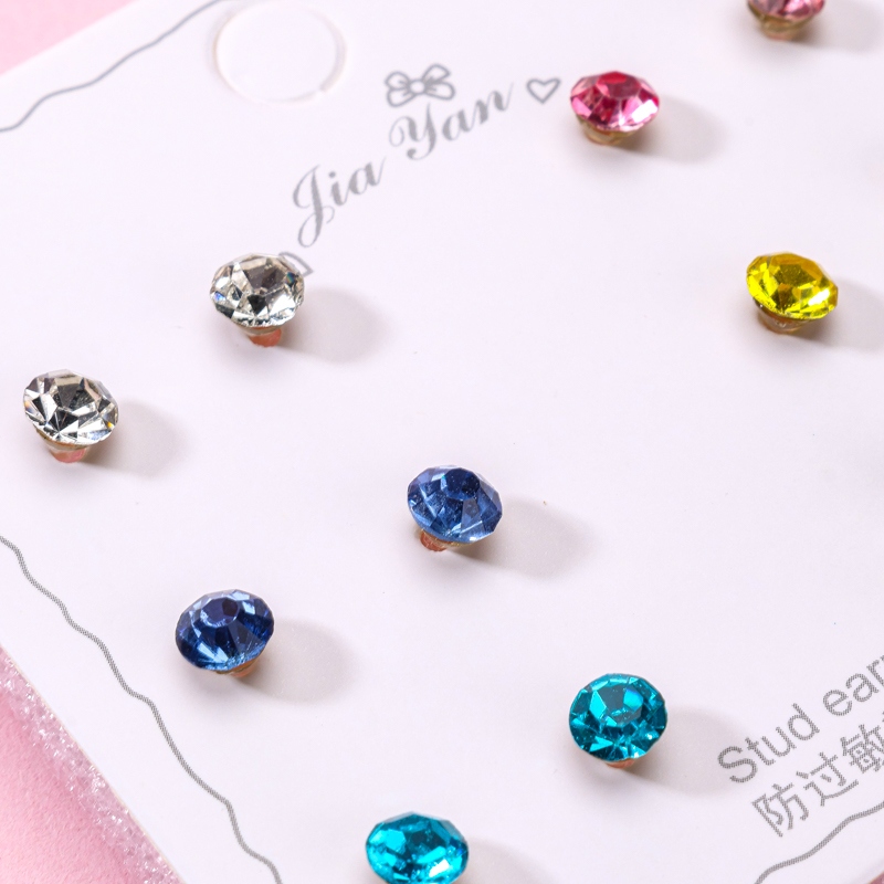 6 Pares de Pendientes de Cristal de Color 3