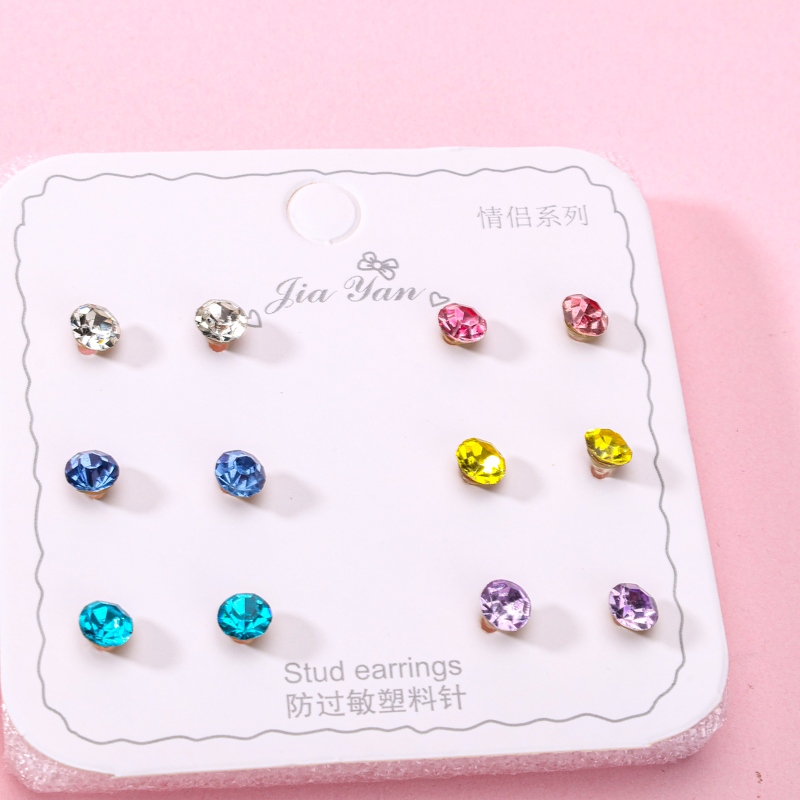 6 Pares de Pendientes de Cristal de Color 4