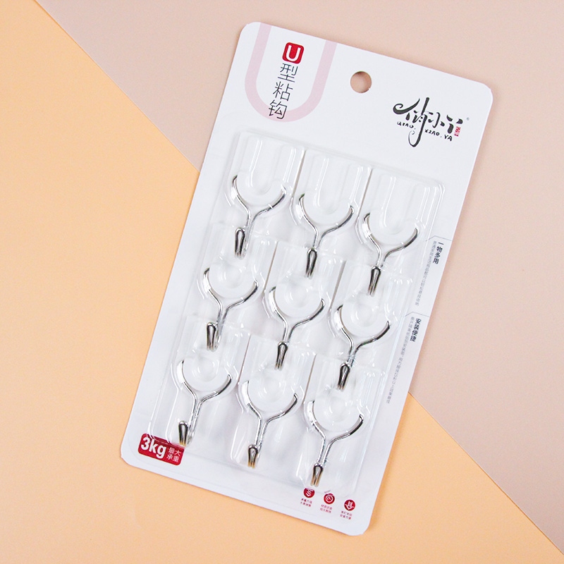 Cute Xiaoya 9101 Nueve Ganchos Adhesivos En Forma de u 2