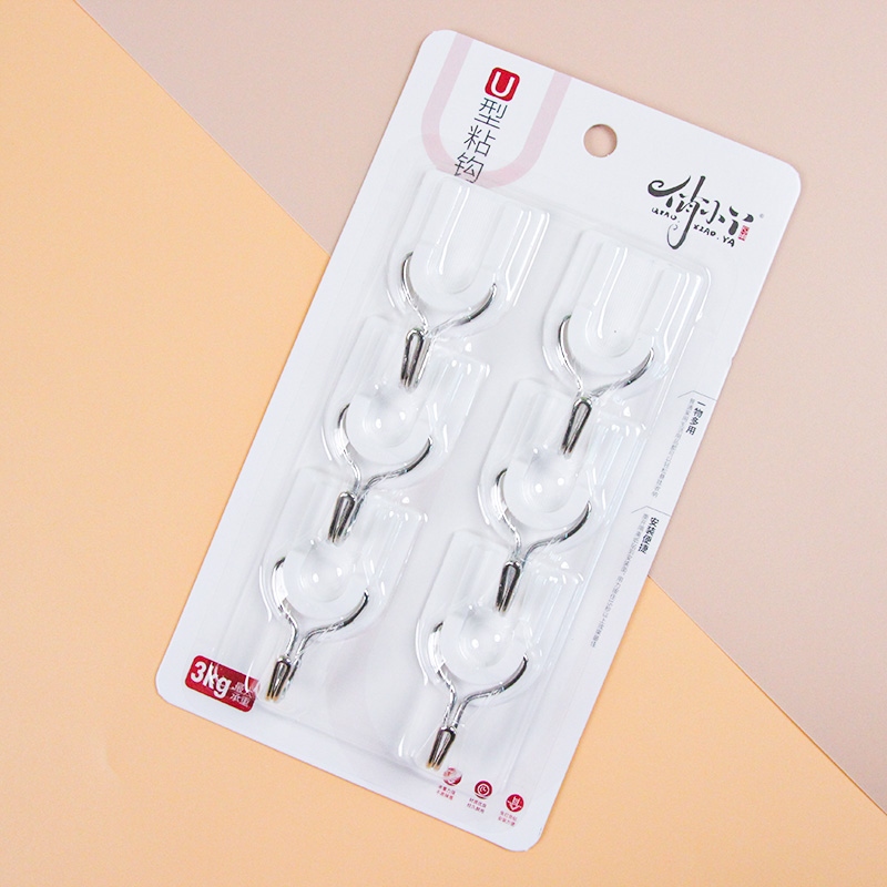 Cute Xiaoya 9102 Six U-shaped Adhesive Hooks 2