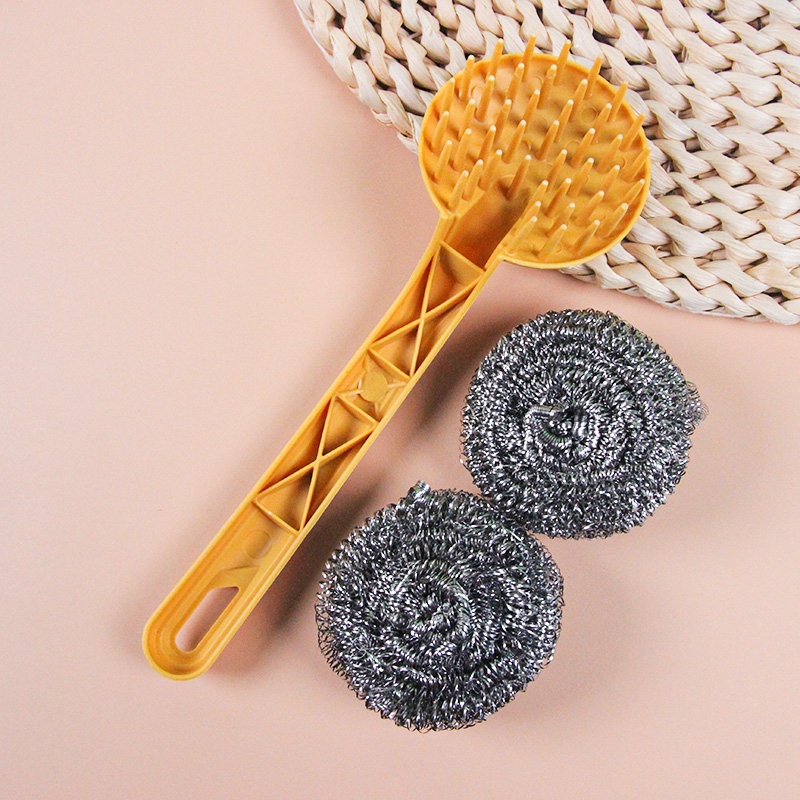 Pequeño Muelle Amarillo 1060 Scourers de Acero Inoxidable + Handle SET 3