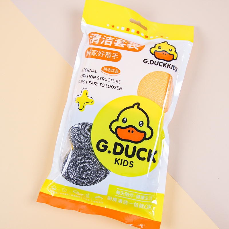 Pequeño Pato Amarillo 1077 Scourers de Acero Inoxidable + Esponjas de Limpieza
