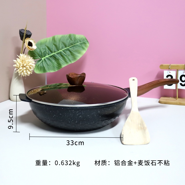 105001 Dolan Maifan Stone Juego de Wok Plana Sin Humo 32cm 3