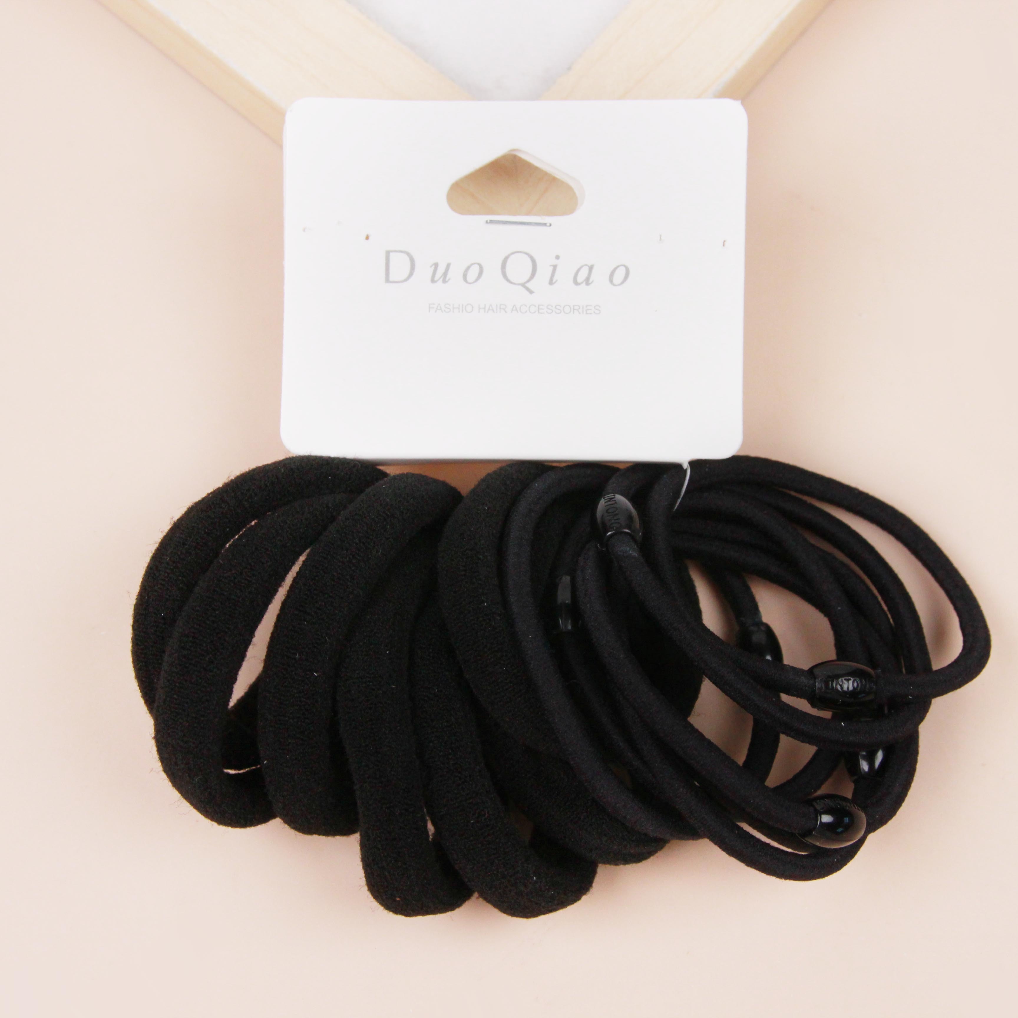 7+7 Black Header Cards Packaging Hair Ties 2