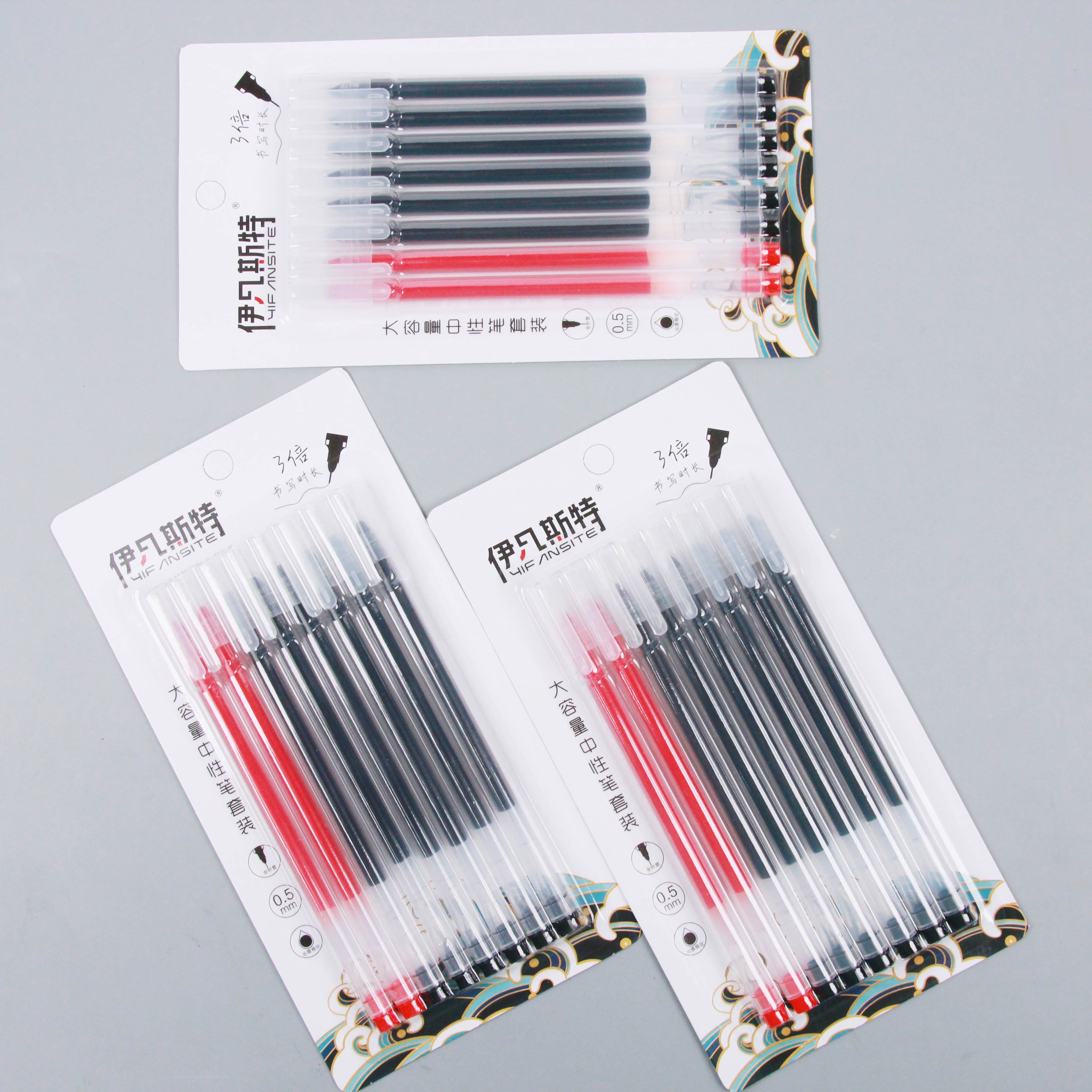 Ivanster 232 Gran Capacidad Gel Pluma (2 Rojo 6 Negro) 3