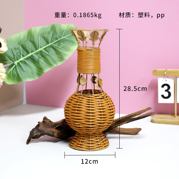XM-04 Grass and Rattan Woven Flower Basket 3