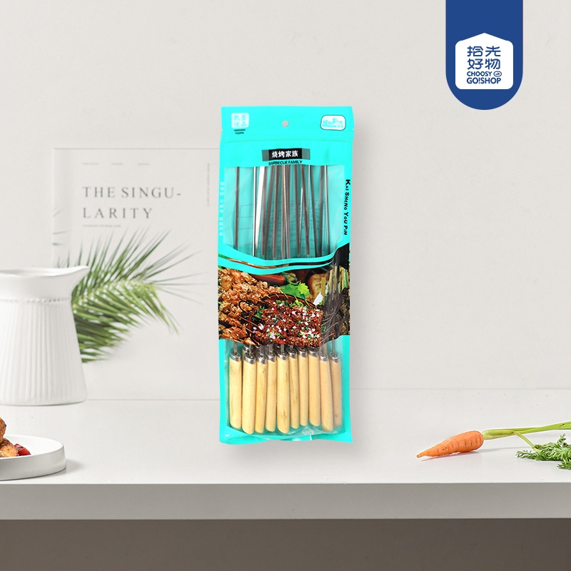K-977-18 Manija de Madera Barbacoa Skewers En una Bolsa