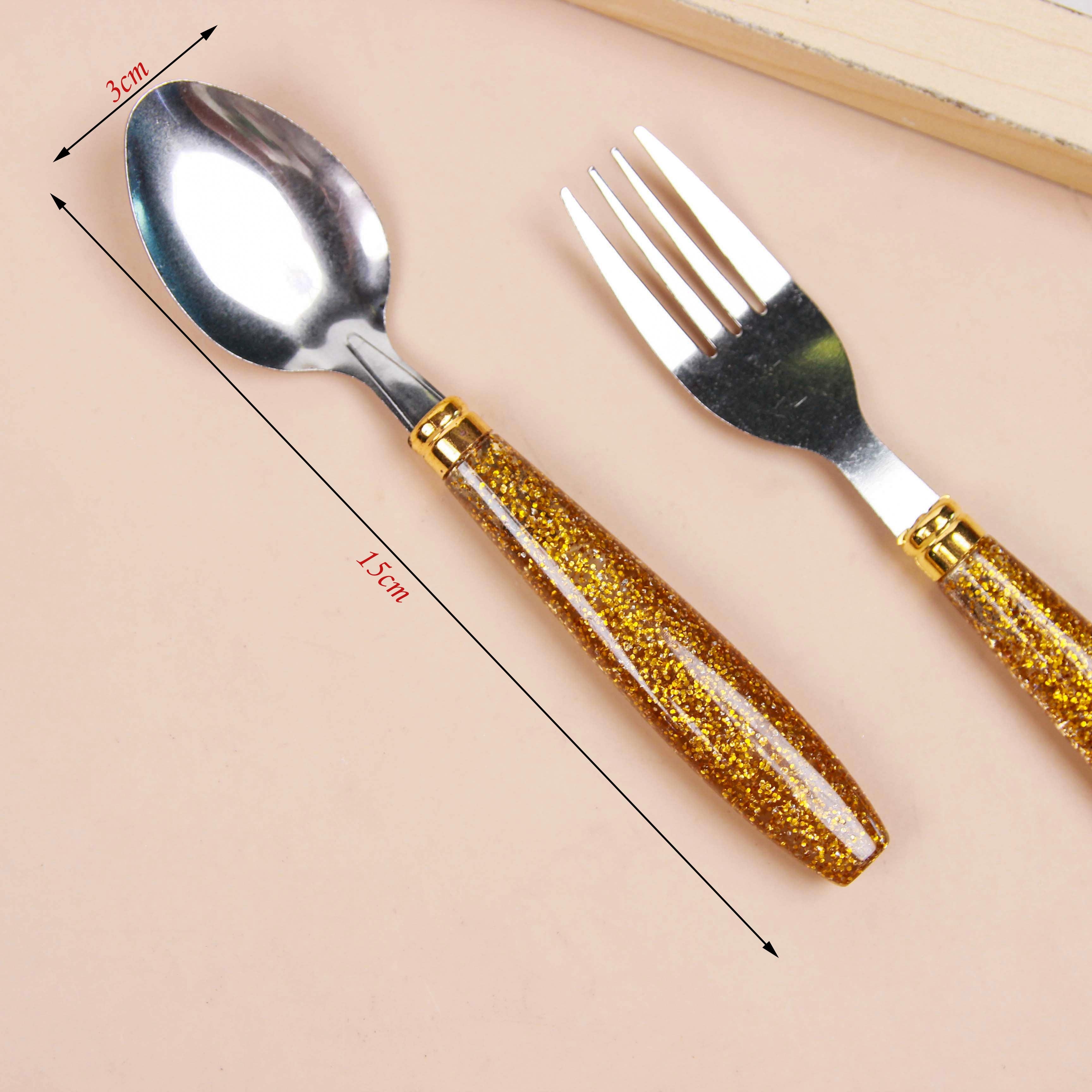 8082 Gold Powder Small Baoling Spoon Fork 3
